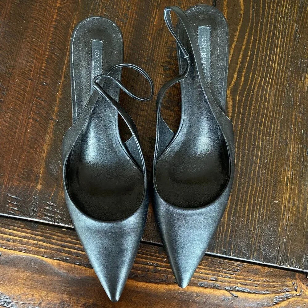 Tony Bianco Black Pointed Slingback Heels